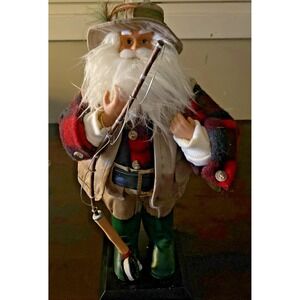 Fishing Santa Claus Christmas Grandfather Fisherman Figure 18" Gone Fishing